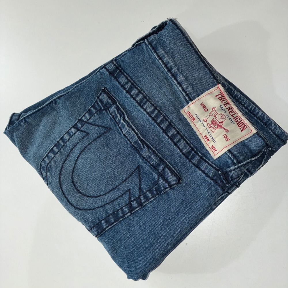 True Religion Ricky Men's 36 Blue Relaxed Straight Jeans 34" Inseam